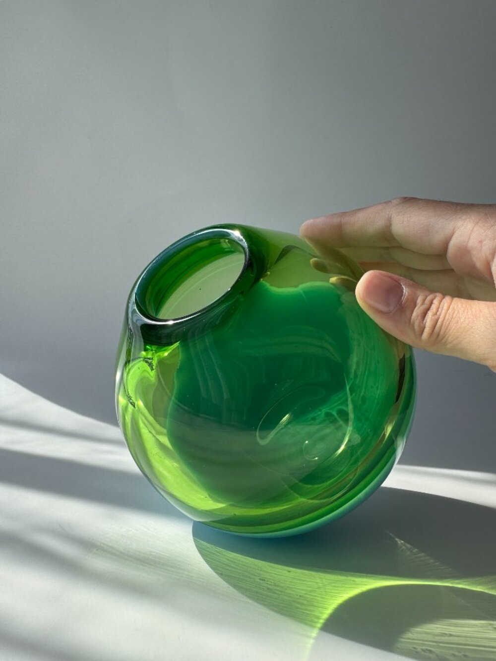 Ball Glass Bud Vase Blue & Green - Picture 16 of 17